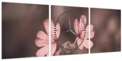 Mivali Tablou cu floare roz (cu ceas), din trei bucăți 90x30 cm cu ceas (V020375V9030C)