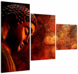 Mivali Tablou - Buddha în nuanțe roșii (cu ceas), din trei bucăți 90x70 cm cu ceas (V023344V9070C)