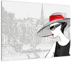Mivali Tablou pe sticlă - Doamna la oraș, dintr-o bucată 70x50 cm pe sticlă (V023535V7050GD)