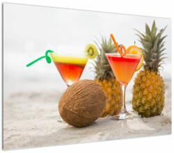 Mivali Tablou cu ananas și pahare pe plajă, dintr-o bucată 100x70 cm (V021220V10070)