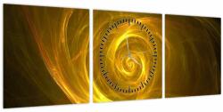 Mivali Tabloul cu spirala abstractă în galben (cu ceas), din trei bucăți 90x30 cm cu ceas (V020128V9030C)