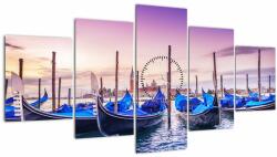Mivali Tablou - Zorii în Veneția (cu ceas), din cinci bucăți 150x80 cm cu ceas (V023096V15080C)