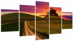 Mivali Tablou cu câmp și cerul colorat (cu ceas), din cinci bucăți 150x80 cm cu ceas (V020395V15080C)