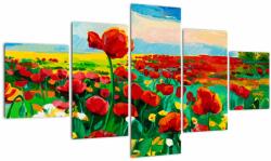 Mivali Tablou - Câmp cu maci, din cinci bucăți 125x70 cm (V023365V12570)