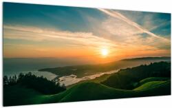 Mivali Tablou pe sticlă cu soarele răsărind deasupra mării, dintr-o bucată 100x50 cm pe sticlă (V021704V10050GD)