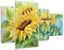 Mivali Tablou - Floarea soarelui înflorită (cu ceas), din patru bucăți 110x75 cm cu ceas (V023289V11075C)