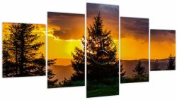 Mivali Tablou - coniferi (cu ceas), din cinci bucăți 150x80 cm cu ceas (V020674V15080C)