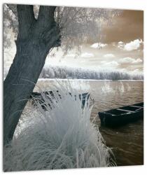 Mivali Tablou cu barca pe lac, dintr-o bucată 30x30 cm (V022316V3030)