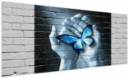 Mivali Tablou cu flutere albastru pe perete, dintr-o bucată 250x125 cm (V021740V250125)