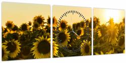 Mivali Tablou cu lan de floarea soarelui (cu ceas), din trei bucăți 90x30 cm cu ceas (V020915V9030C)
