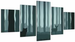 Mivali Tablou - Cerb cu lup pe stânci, din cinci bucăți 150x80 cm (V023584V150805PCS)