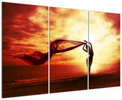 Mivali Tablou - Silueta femeii la apus de soare, din trei bucăți 120x80 cm (V023333V120803PCS)