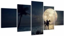 Mivali Tablou - Plaja cu lună plină, din cinci bucăți 150x80 cm (V023126V150805PCS)