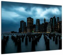 Mivali Tablou pe sticlă - Privire spre Zgârâie nori din New York, dintr-o bucată 70x50 cm pe sticlă (V021719V7050GD)
