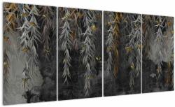 Mivali Tablou - Crenguțe de salcie, fundal negru, din patru bucăți 160x80 cm (V022872V16080)