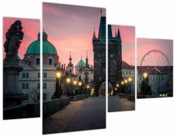 Mivali Tablou - Pe podul lui Carol, Praga (cu ceas), din patru bucăți 110x75 cm cu ceas (V021724V11075C)