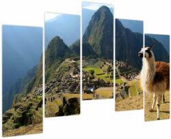 Mivali Tablou - Lama și Machu Picchu, din cinci bucăți 125x90 cm (V023712V12590)