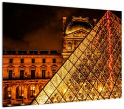 Mivali Tablou pe sticlă cu Louvre la Pris, dintr-o bucată 70x50 cm pe sticlă (V021126V7050GD)