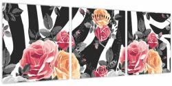 Mivali Tablou cu trandafiri înfloriți (cu ceas), din trei bucăți 90x30 cm cu ceas (V022024V9030C)