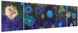Mivali Tablou - Flori albastru închis, din trei bucăți 170x50 cm (V023049V17050)