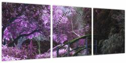 Mivali Tablou -cu grădina violetă (cu ceas), din trei bucăți 90x30 cm cu ceas (V021406V9030C)