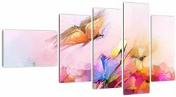 Mivali Tablou - Fluture asupra florilor, abstracție, din cinci bucăți 110x60 cm (V022906V11060)