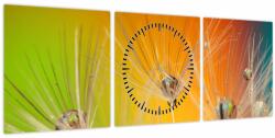 Mivali Tablou cu picături pe plantă (cu ceas), din trei bucăți 90x30 cm cu ceas (V020469V9030C)