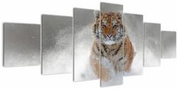 Mivali Tablou cutigru fugind prin zăpadă, din șapte bucăți 210x100 cm (V020719V210100)