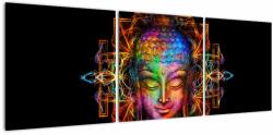 Mivali Tablou - Bustul lui Buddha în culori neon, din trei bucăți 120x40 cm (V023477V12040)