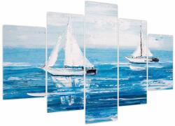 Mivali Tablou - Pictură yacht pe mare, din cinci bucăți 150x105 cm (V023974V150105)