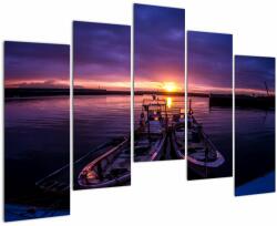 Mivali Tablou cu barci pescărești în port, din cinci bucăți 125x90 cm (V021014V12590)