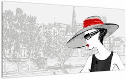 Mivali Tablou pe sticlă - Doamna la oraș, dintr-o bucată 100x50 cm pe sticlă (V023535V10050GD)