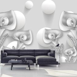 Mivali Fototapet - Flori argintii, vlies, 196x136 cm (T100012TQ4)