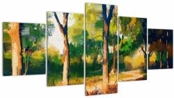 Mivali Tablou - Pădure de vară însorită, pictură (cu ceas), din cinci bucăți 150x80 cm cu ceas (V023200V15080C)