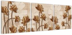 Mivali Tablou cu abstracția florilor - maro, din trei bucăți 120x40 cm (V021309V12040)