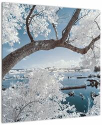 Mivali Tablou cu copac înzăpezit lângă apă, dintr-o bucată 50x50 cm (V020718V5050)