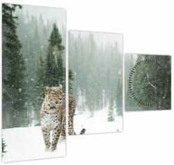 Mivali Tablou cu leopard în zăpadă (cu ceas), din trei bucăți 90x70 cm cu ceas (V020880V9070C)