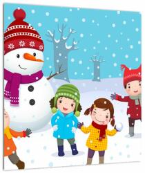 Mivali Tablou - Bucurii de iarnă pentru copii, dintr-o bucată 40x40 cm (V021988V4040)