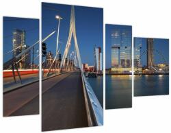 Mivali Tablou - Amurg în Rotterdam, Olanda (cu ceas), din patru bucăți 110x75 cm cu ceas (V022478V11075C)