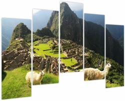 Mivali Tablou - Lame in Machu Picchu, din cinci bucăți 125x90 cm (V023803V12590)