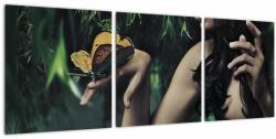 Mivali Tablou - Femeia grațioasă cu fluture, din trei bucăți 90x30 cm (V023259V9030)