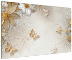 Mivali Tablou - Flori cu fluturi, dintr-o bucată 120x80 cm (V022769V12080)