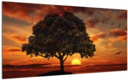 Mivali Tablou pe sticlă cu pomi și apus de soare, dintr-o bucată 100x50 cm pe sticlă (V022122V10050GD)
