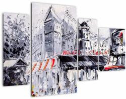 Mivali Tablou - Strada din Paris, pictură în ulei (cu ceas), din patru bucăți 110x75 cm cu ceas (V023509V11075C)