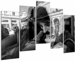Mivali Tablou - Charles Chaplin la Praga, din cinci bucăți 125x90 cm (V023013V12590)