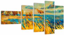Mivali Tablou - Apus de soare peste lac, pictură acrilică, din cinci bucăți 110x60 cm (V023296V11060)