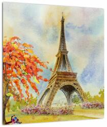 Mivali Tablou pe sticlă pictat cu turnul Eiffel, dintr-o bucată 40x40 cm pe sticlă (V022082V4040GD)