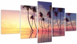 Mivali Tablou cu palmieri deasupra mării (cu ceas), din cinci bucăți 150x80 cm cu ceas (V021927V15080C)