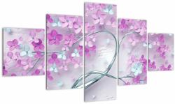 Mivali Tablouri cu flori pe trunchi argintiu - abstract, din cinci bucăți 125x70 cm (V021303V12570)