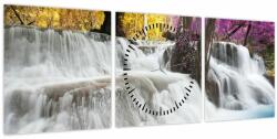 Mivali Tablou cu Erawan cascadă în pădure (cu ceas), din trei bucăți 90x30 cm cu ceas (V020934V9030C)